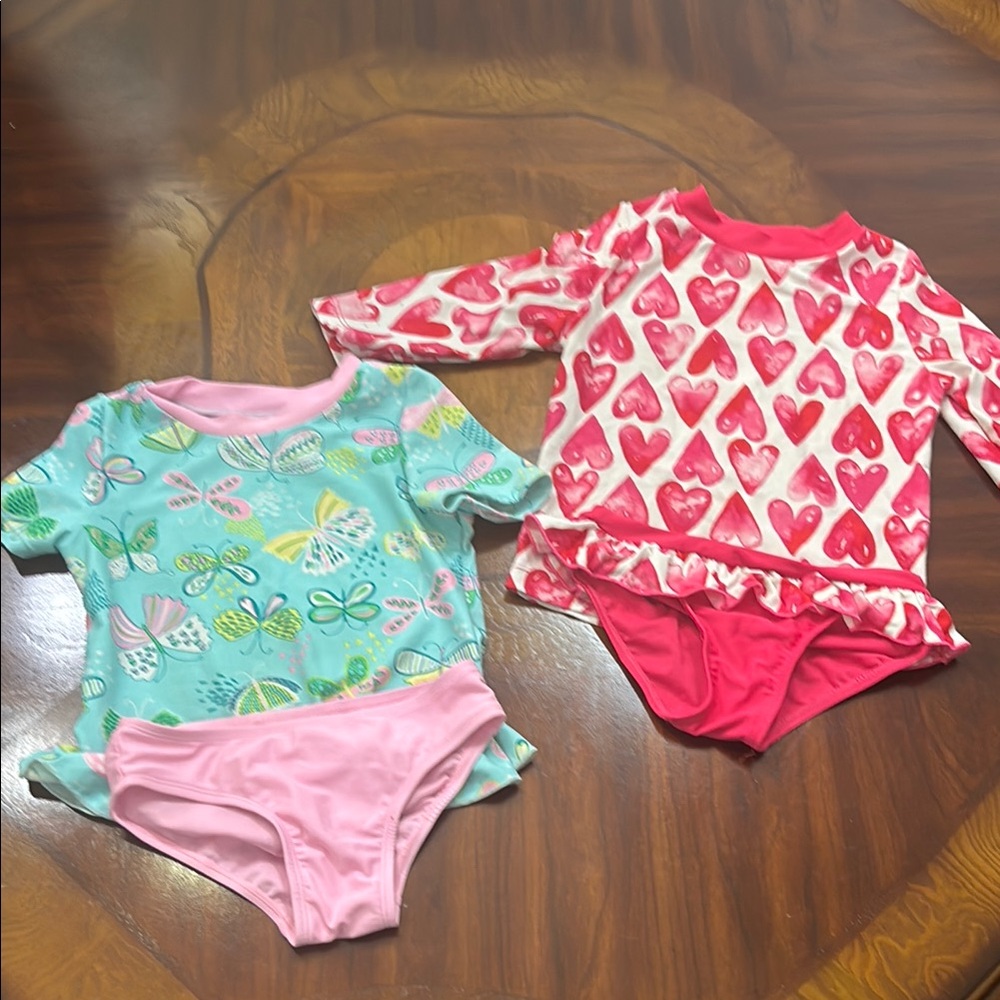 Floatimini Pink and Red Rashguard Swim Set